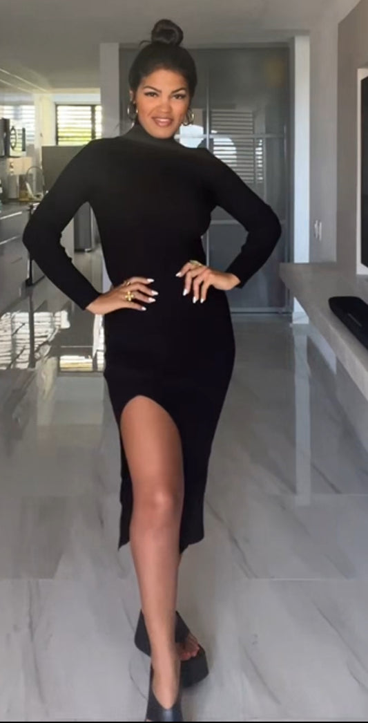 Sexy Slit Black Dress