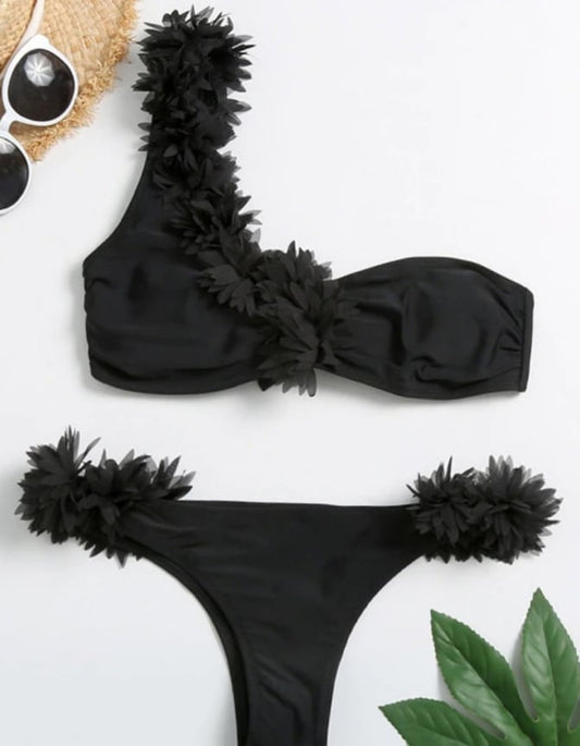 Flowered Fashion Black Swimsuit