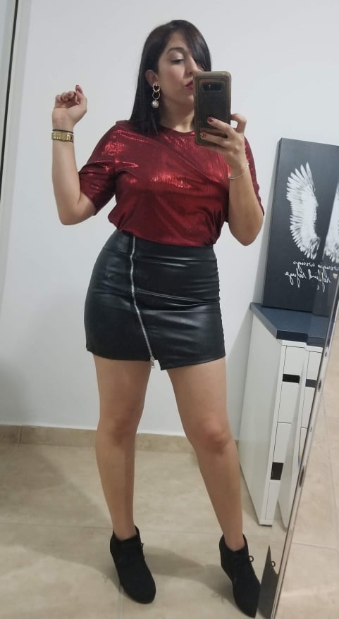 Zip Front Black Mini Skirt